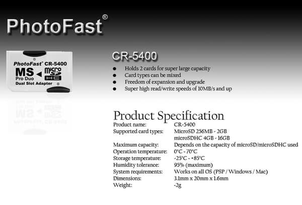 2x MicroSD til Memory Stick PRO Dual adapter