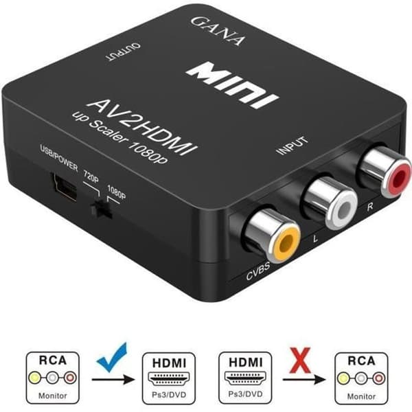 RCA till HDMI Adapter, Mini AV till HDMI Video Adapter Stöd 1080P
