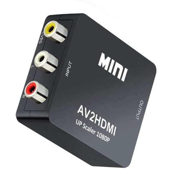 RCA till HDMI Adapter, Zamus Mini AV RCA CVBS till HDMI Converter S Video Adapter 1080P för PS2 Wii Console