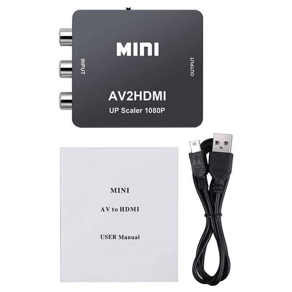 RCA till HDMI Adapter, Zamus Mini AV RCA CVBS till HDMI Converter S Video Adapter 1080P för PS2 Wii Console