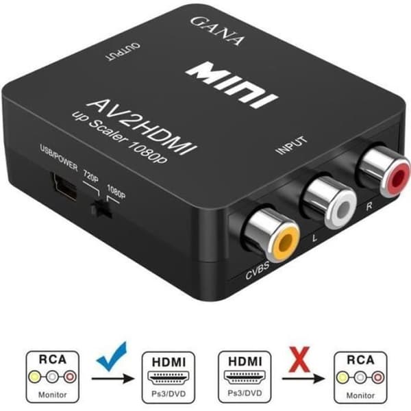 Videoadapter - IY00185 - RCA till HDMI - 1080P upplösning - USB-kabel medföljer - Svart