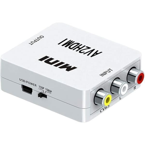 RCA till HDMI-konverterare - Mini AV videoadapter - Kompatibel med 1080P - Vit