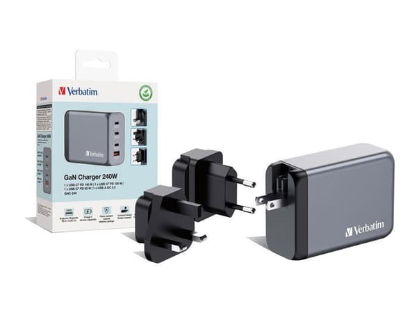 Strömadapter - Verbatim - Verbatim - Strömadapter - GaN - 240 Watt - 5 A - PD 3.0, QC 3.0, Power Delivery 3.1, PD/PPS -