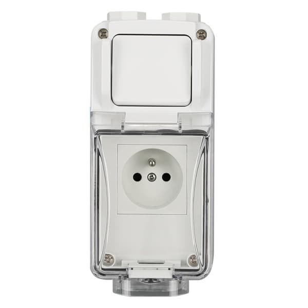 INF Mate French Standard 16A udendørs switch kombination vandtæt stikkontakt
