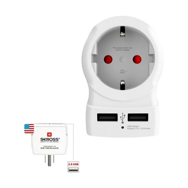 Adapter Skross 1500281 USB x 2 Europæisk USA
