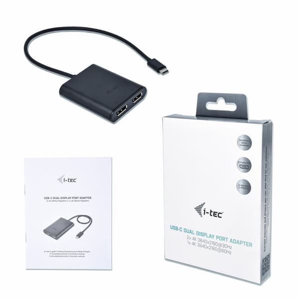 USB C til DisplayPort-adapter i-Tec C31DUAL4KDP Sort