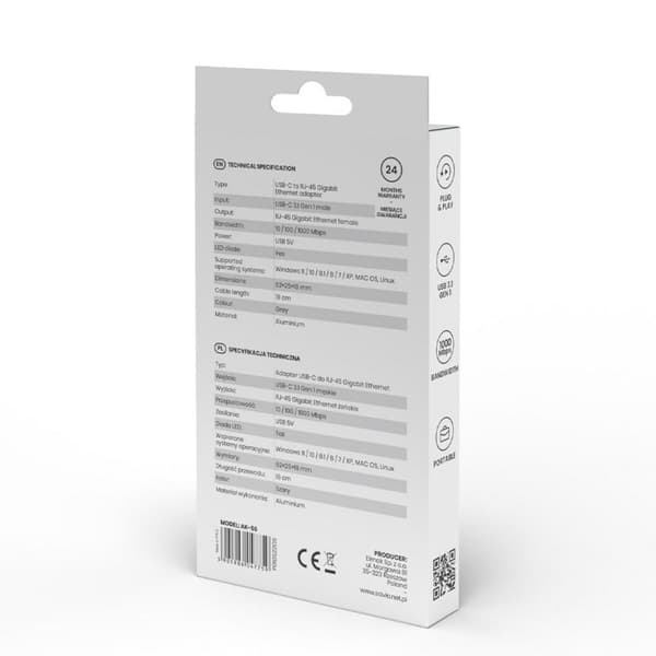 USB-C - Ethernet-adapteri Savio AK-56