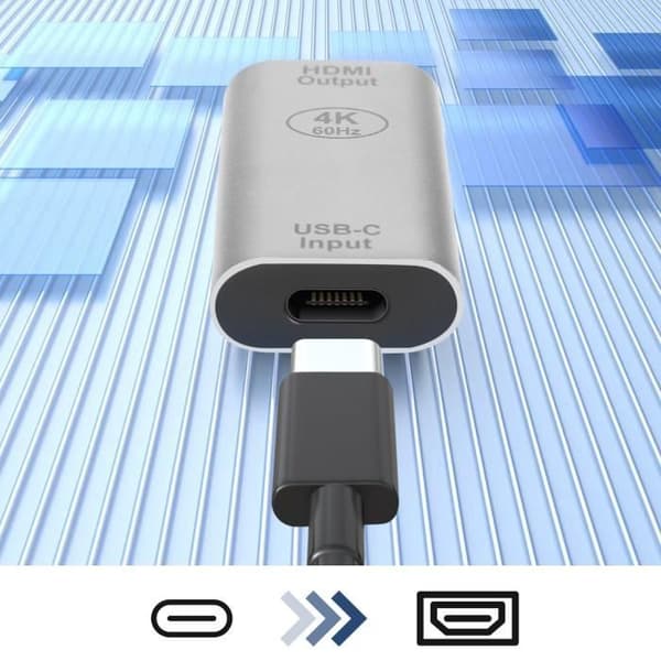 USB-C hona till HDMI hona videoadapter 4K kompakt silver