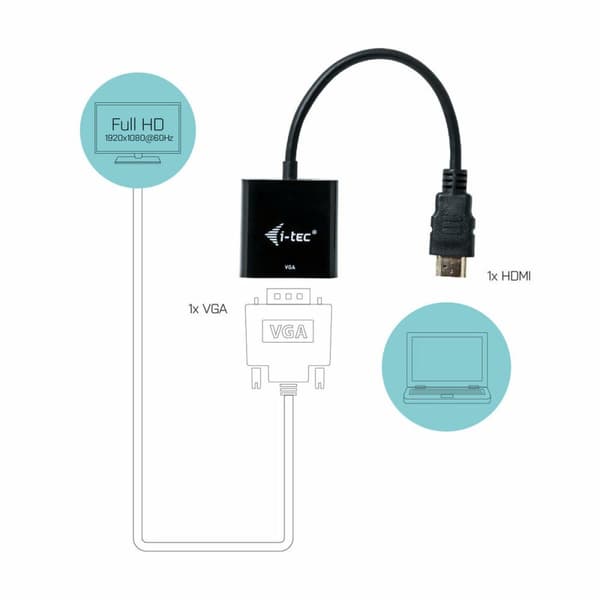 HDMI til VGA i-Tec HDMI2VGAADA Sort 15 cm