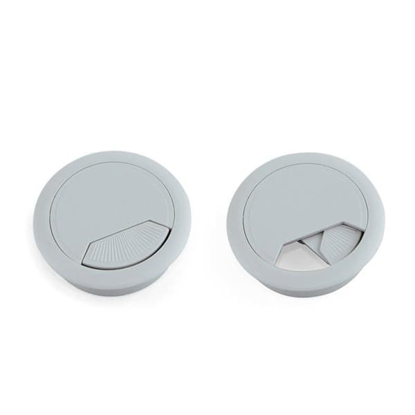 Emuca - 3196415 - 80 mm rund infälld kabelgenomföring för kontorsbord, plast, vit, paket med 4