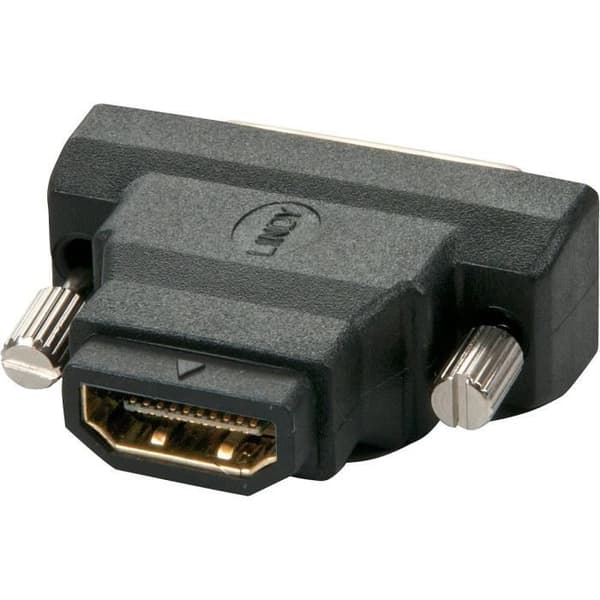 Videoadapter - LINDY - DVI-D hane / HDMI A hona - Guldkontakter - Digital signal - Svart
