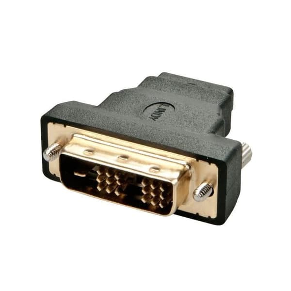 Videoadapter - LINDY - DVI-D hane / HDMI A hona - Guldkontakter - Digital signal - Svart