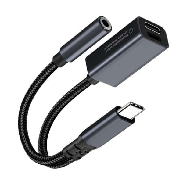 INF 2-i-1 USB-C til 3,5 mm hodetelefonkontaktadapter med lading 0
