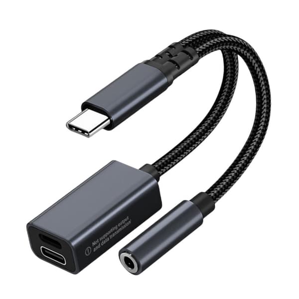 INF 2-i-1 USB-C til 3,5 mm hodetelefonkontaktadapter med lading 0