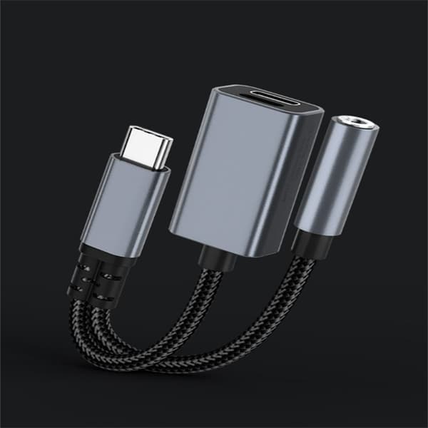 INF 2-i-1 USB-C til 3,5 mm hodetelefonkontaktadapter med lading 0