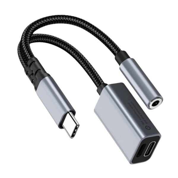 INF 2-i-1 USB-C til 3,5 mm hodetelefonkontaktadapter med lading 0