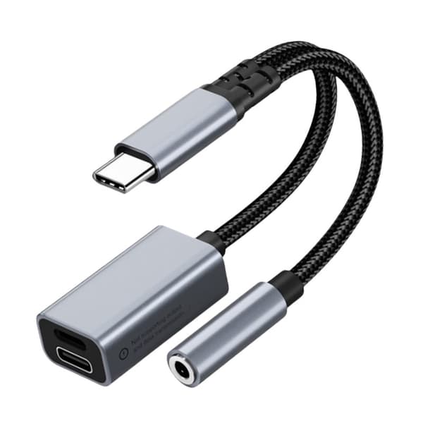 INF 2-i-1 USB-C til 3,5 mm hodetelefonkontaktadapter med lading 0