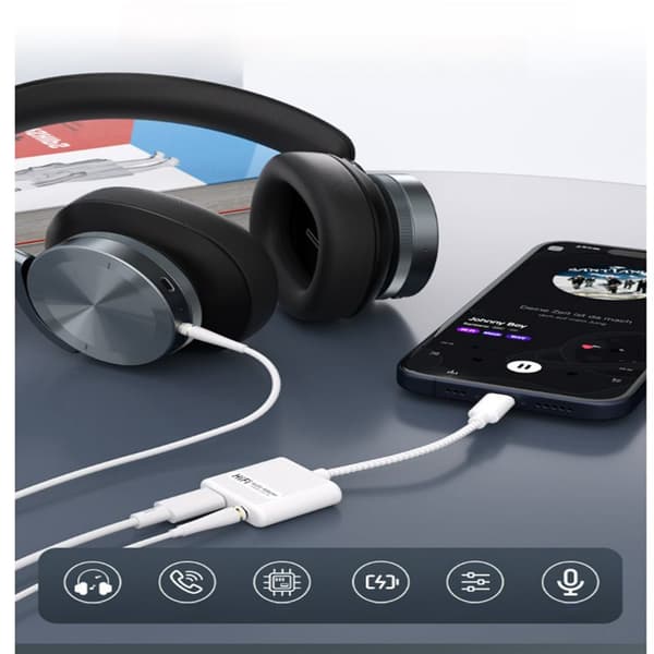INF 2-i-1 USB-C til 3,5 mm hodetelefonkontaktadapter med PD 60W hurtiglading 0
