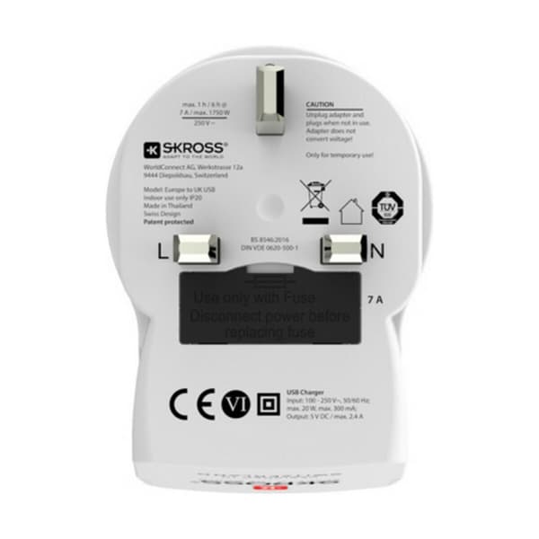 Adapter Skross 1500280 USB x 2 Europæisk Storbritannien