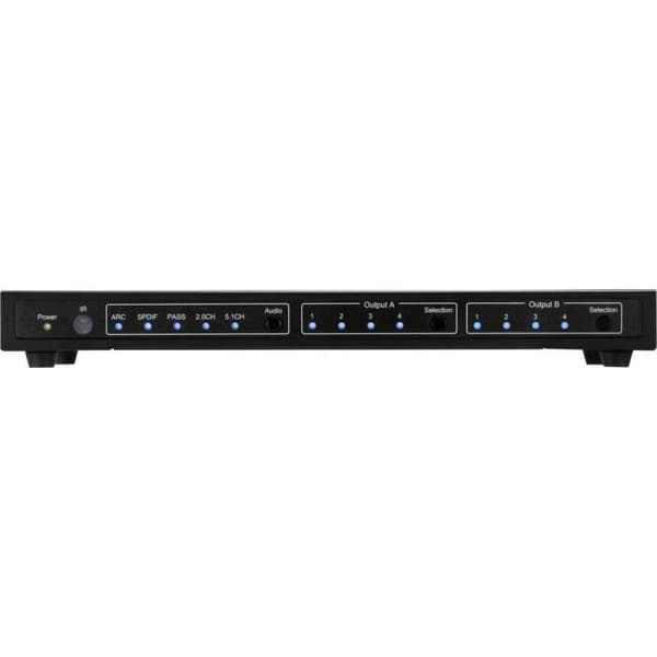 SpeaKa Professional 4x2 Port HDMI Matrix Switch med ljudportar 3840 x 2160 Mill. svart pixel