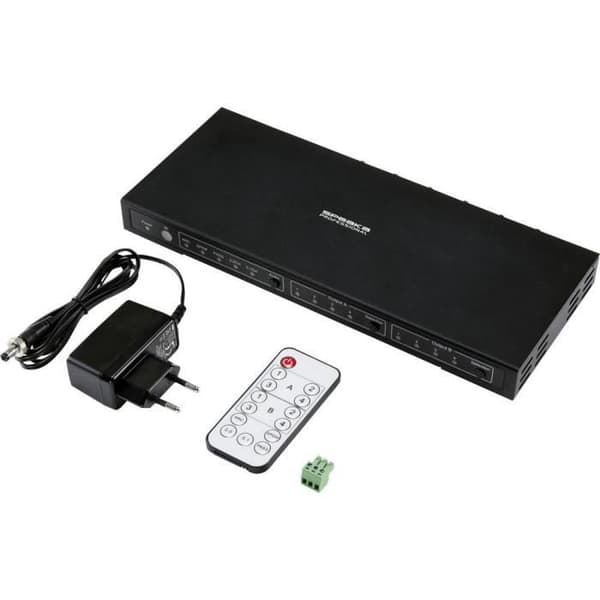 SpeaKa Professional 4x2 Port HDMI Matrix Switch med ljudportar 3840 x 2160 Mill. svart pixel