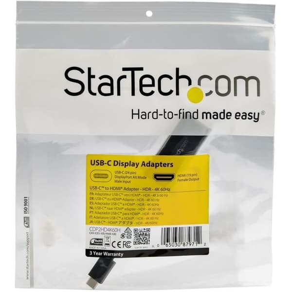 StarTech.com USB Type-C till HDMI 4K 60 Hz adapter med HDR - Thunderbolt 3 kompatibel - DP 1.4 - HDMI 2.0b (CDP2HD4K60H)