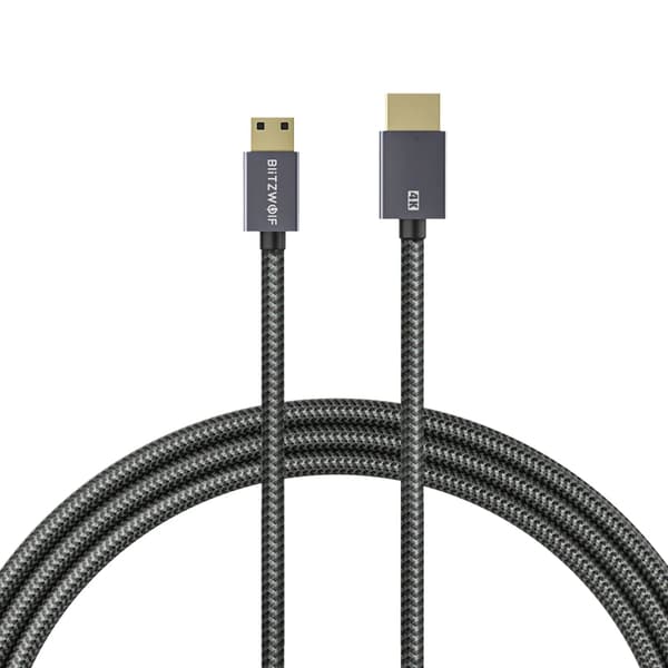Mini HDMI til HDMI-kabel, 4K opløsning, 18Gbps overførselshastighed,1 meter 10 styk, grå