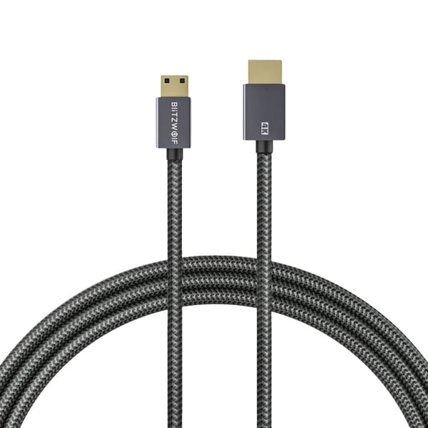 Mini HDMI til HDMI-kabel, 4K opløsning, 18Gbps overførselshastighed,1 meter 10 styk, grå
