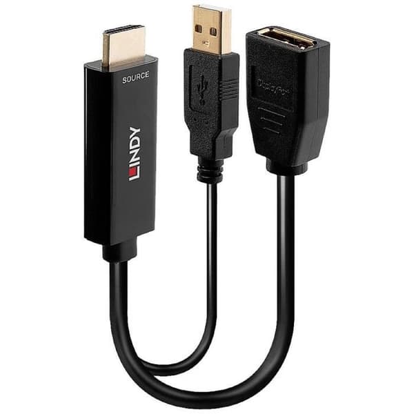 Konverter - LINDY - 38289 - 2x HDMI han - 1x DisplayPort hona - Svart