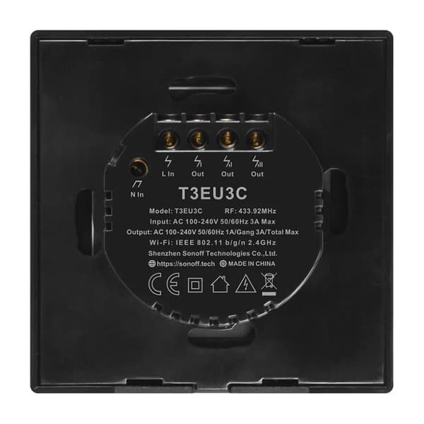 Touch lyskontakt WiFi + RF 433 Sonoff T3 EU TX (2-kanal)