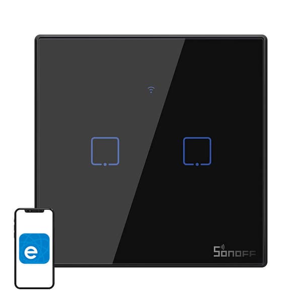 Touch lyskontakt WiFi + RF 433 Sonoff T3 EU TX (2-kanal)