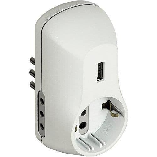 Bticino B3 Socket Adapter med USB, 1,5 A, Vit - S3613DU