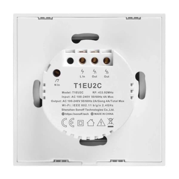 Smart Switch WiFi + RF 433 Sonoff T1 EU TX (2-kanals)