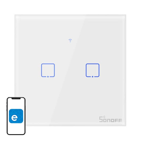 Smart Switch WiFi + RF 433 Sonoff T1 EU TX (2-kanals)