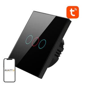 Smart lysbryter WiFi Avatto TS02-EU-B3 3-veis TUYA (svart)
