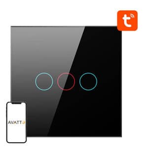 Älykäs valokytkin ZigBee Avatto ZTS02-EU-B3 3-suuntainen TUYA (musta)