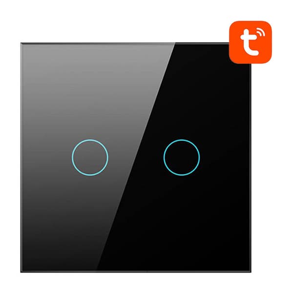 Smart lysbryter ZigBee Avatto LZTS02-EU-B2 2 Way No Neutral TUYA (svart)
