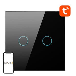 Smart lysbryter ZigBee Avatto LZTS02-EU-B2 2 Way No Neutral TUYA (svart)