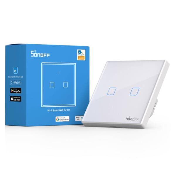 Smart Switch WiFi + RF 433 Sonoff T2 EU TX (2-kanals) opdateret