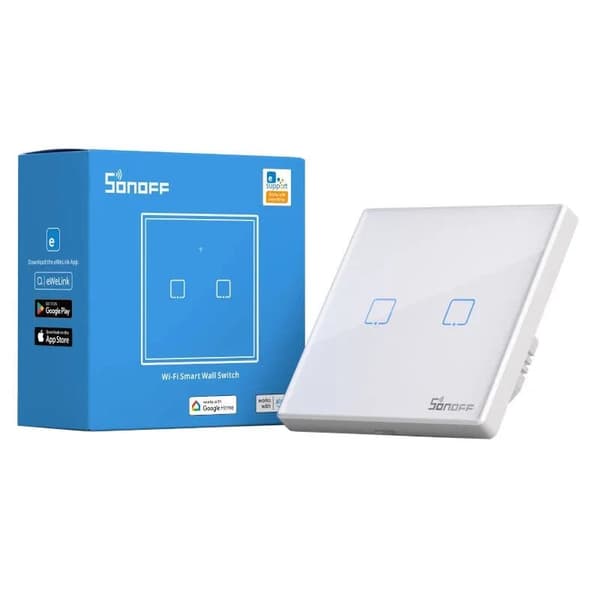 Smart Switch WiFi + RF 433 Sonoff T2 EU TX (2-kanals) opdateret