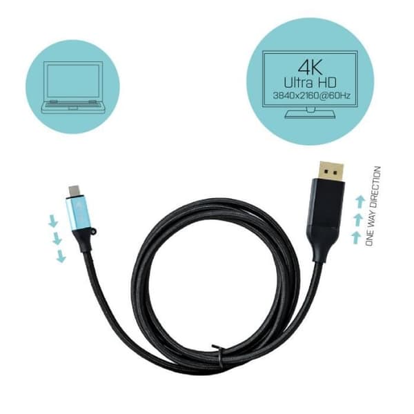 i-tec tillbehör usb-c dp kabel 4k/60hz 2m kabeladapter