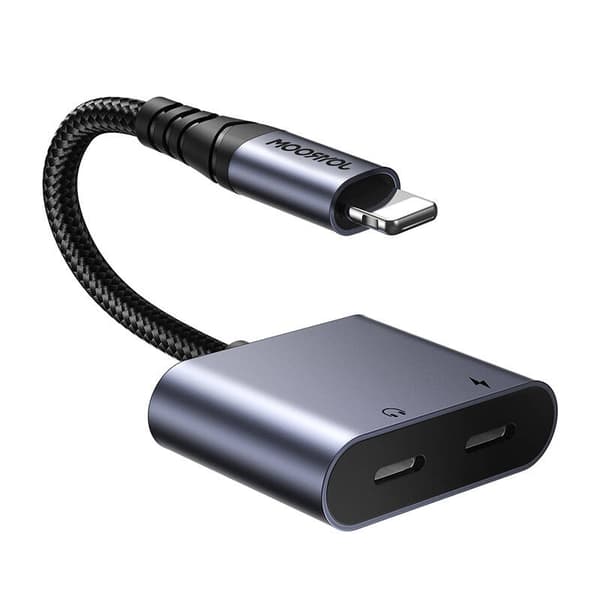2-i-1 ljudadapter Joyroom SY-L02 Lightning till Double Lightning (svart)