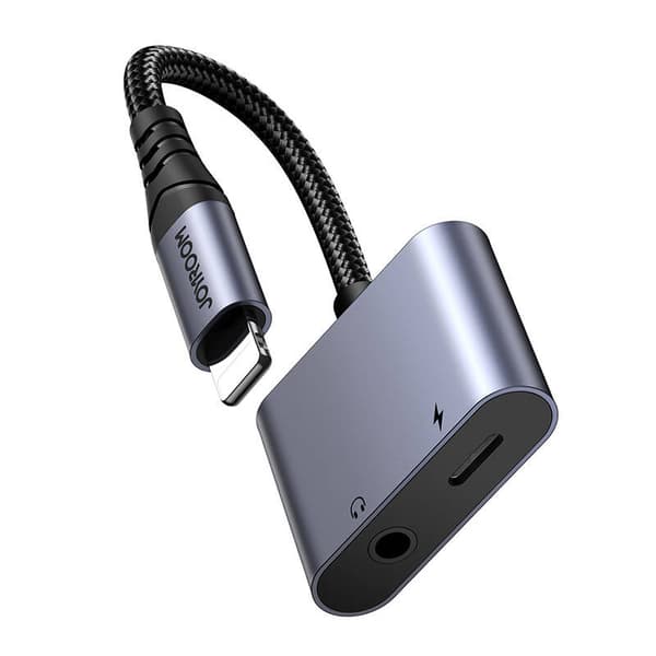 2-i-1 ljudadapter Joyroom SY-L02 Lightning till Double Lightning (svart)