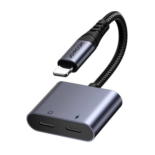 2-i-1 ljudadapter Joyroom SY-L02 Lightning till Double Lightning (svart)