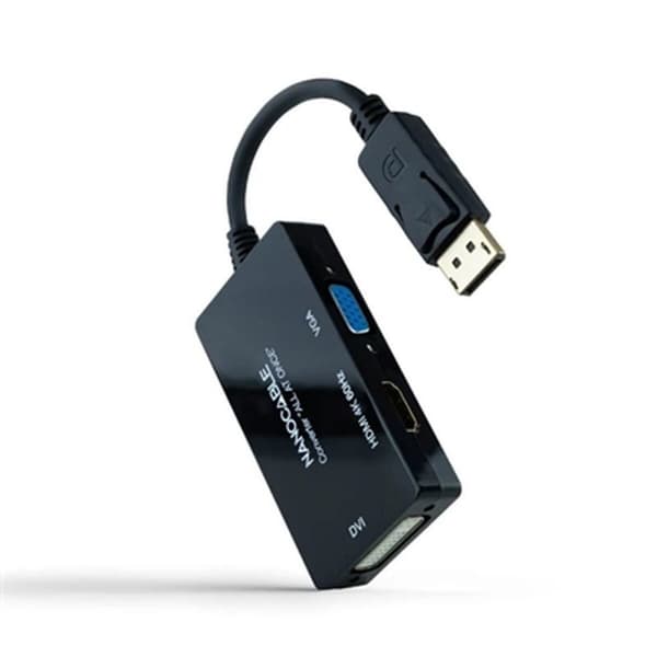 DisplayPort til VGA/DVI/HDMI-adapter NANOCABLE 10.16.3301-ALL Sort 20 cm