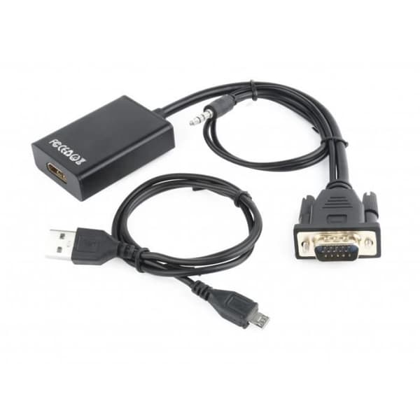 VGA / M + Ljudjack 3,5 + USB till HDMI / F-adapter - Svart - 0,15 m