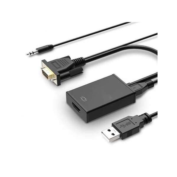 VGA / M + Ljudjack 3,5 + USB till HDMI / F-adapter - Svart - 0,15 m