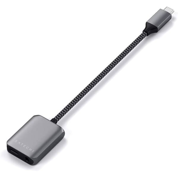 Satechi ST-UCAPDAM USB Type-C-adapter till 3,5 mm ljudjack och USB-C PD 30W Grå - SATECHI