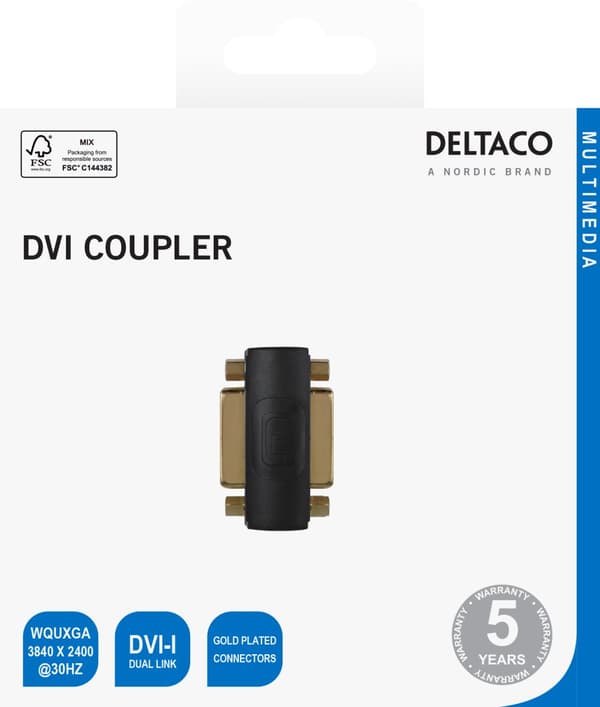 DVI-I Dual Link adapter, female - female, black