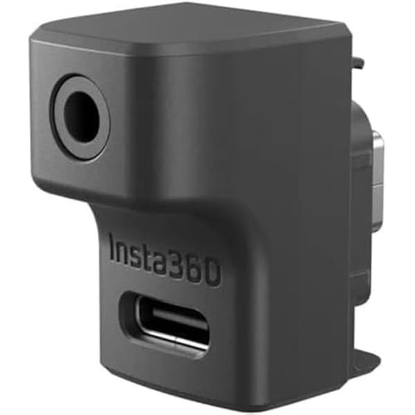 Mikrofonadapter - Insta360 - Ace/Ace Pro - Type-C och 3,5 mm - Laddas under användning - Svart